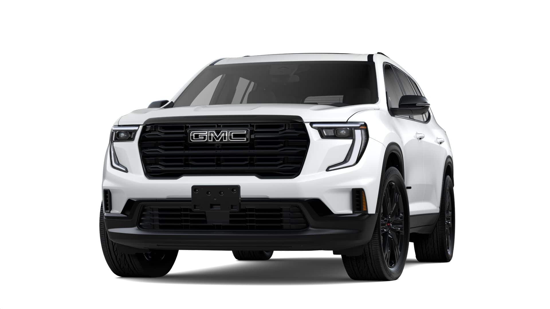 2026 GMC Acadia Elevation in Summit White — front three-quarter view