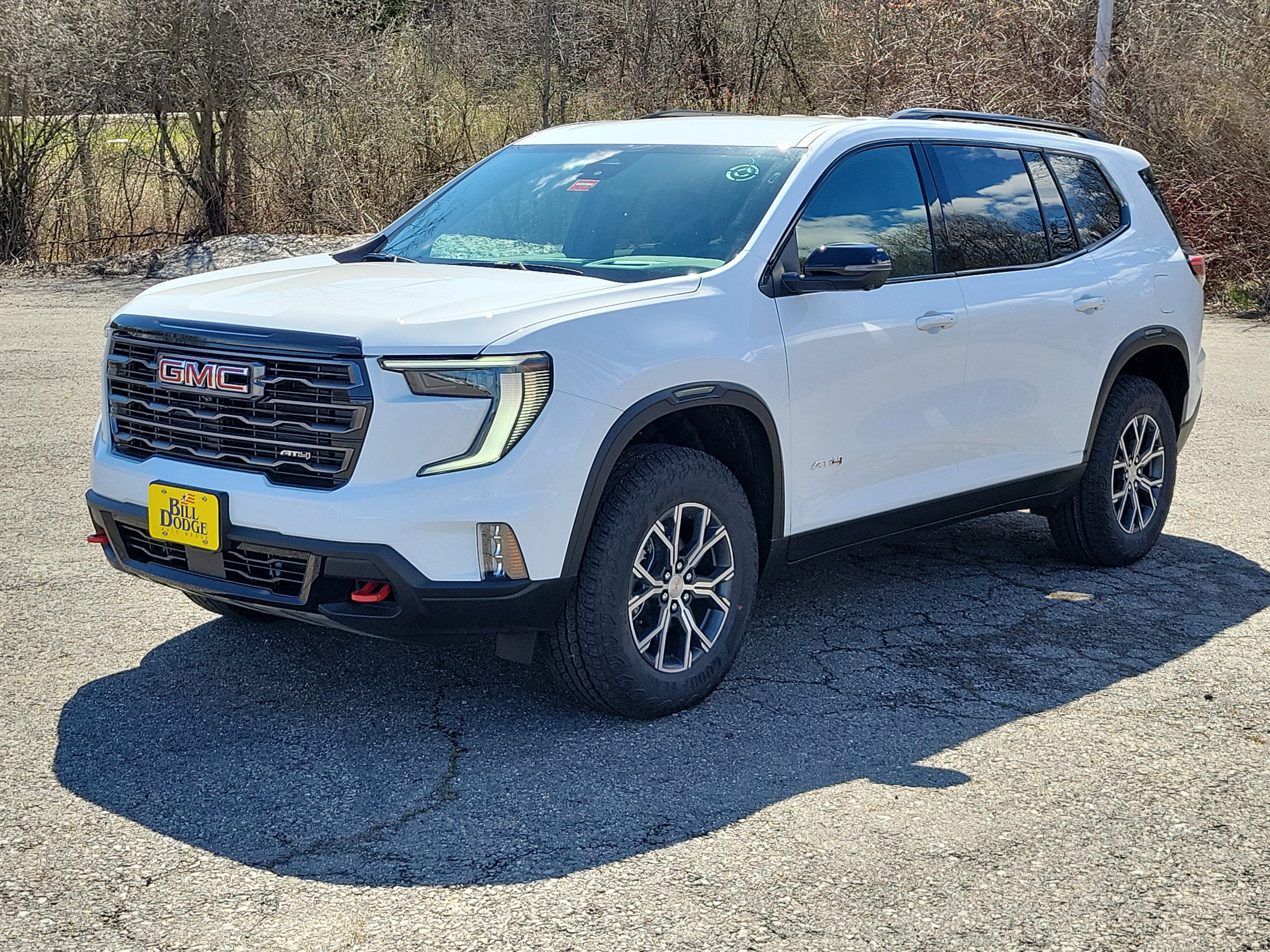 2026 GMC Acadia AT4 in Summit White — front three-quarter view