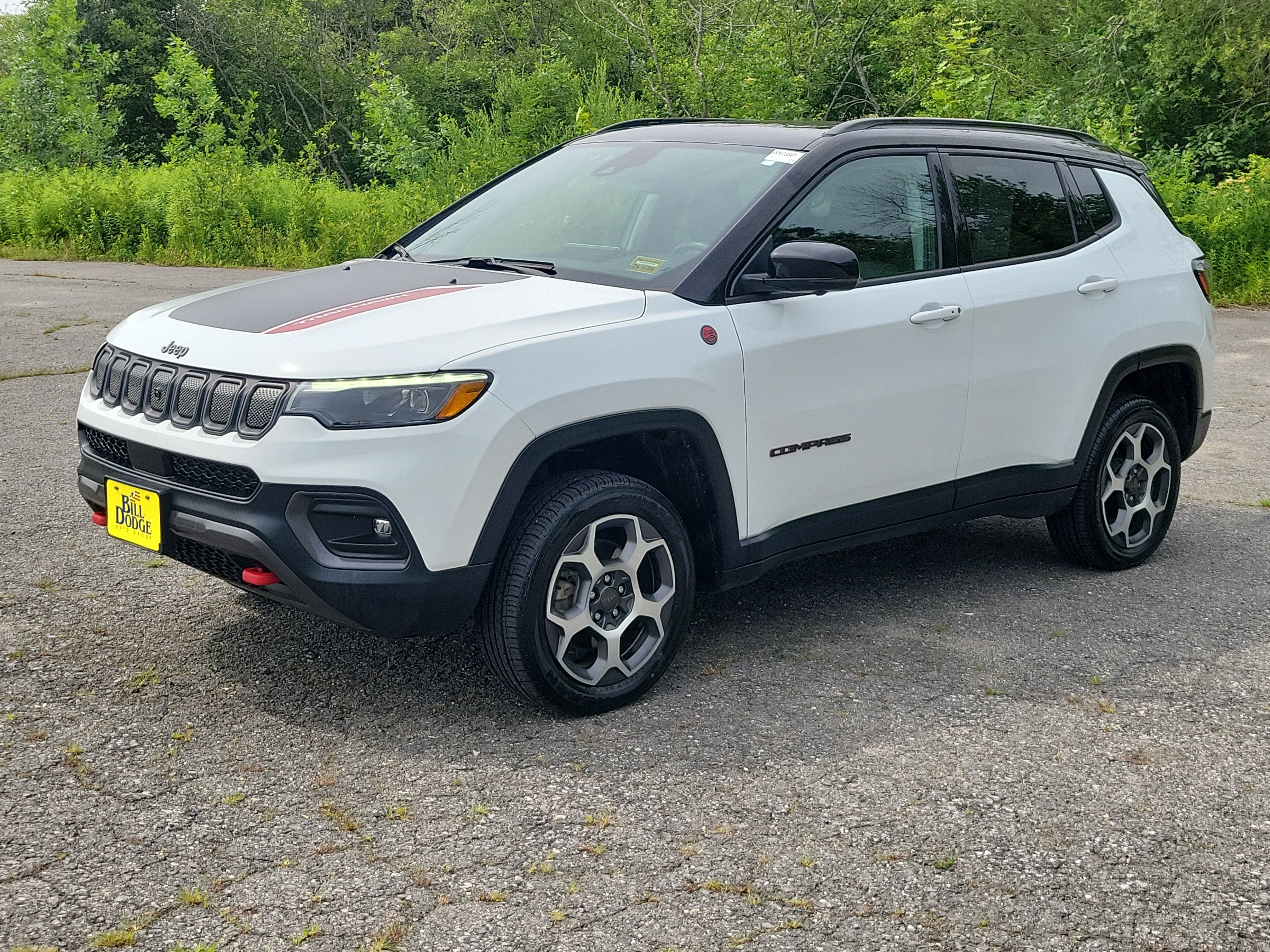 2022 Jeep Compass Trailhawk in Bright White Clearcoat — front three-quarter view