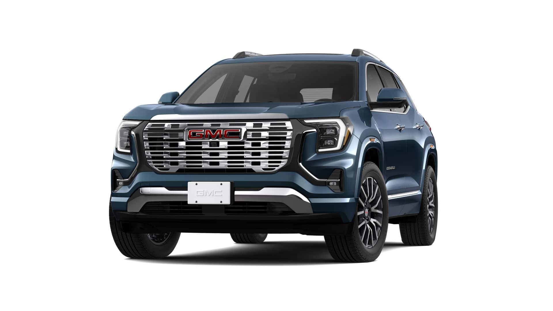2026 GMC Terrain Denali in Downpour Metallic — front three-quarter view
