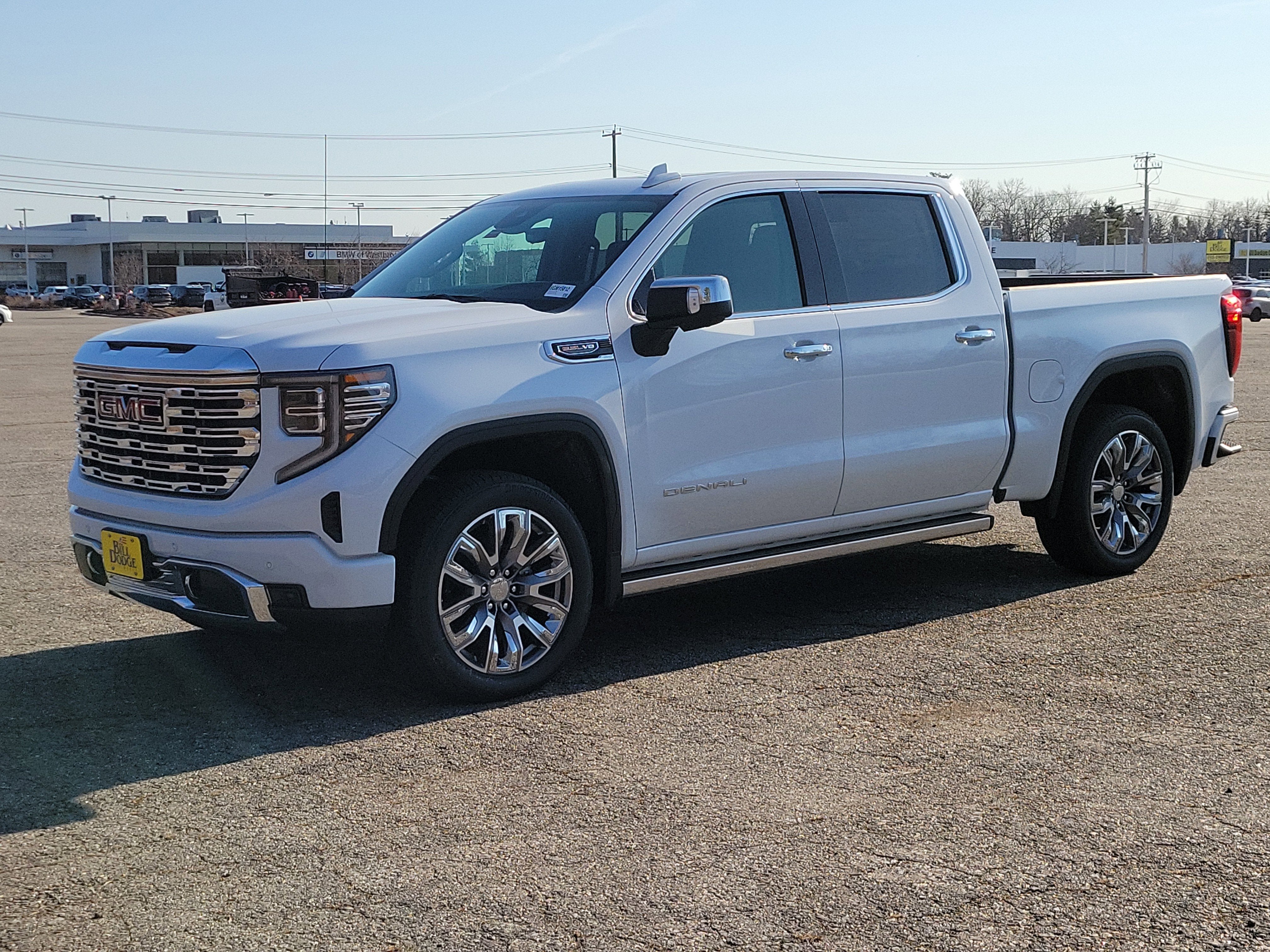 2026 GMC Sierra 1500 Denali in Glacier White Tricoat — front three-quarter view